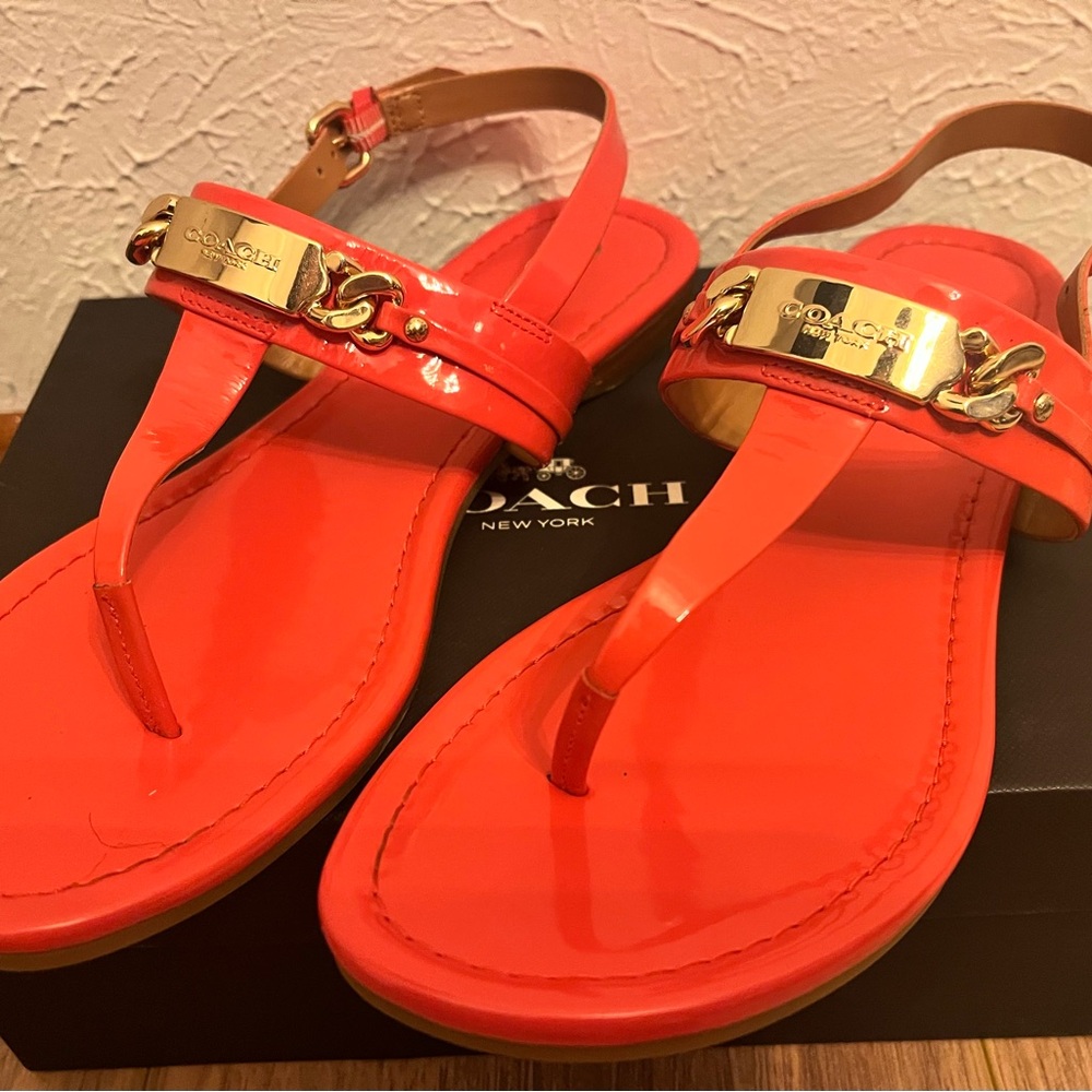 Coach Women's Catherine patent watermelon  Sandals
